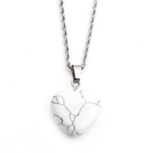 New S925 Sterling Silver Handmade Natural Polished Magnesite Stone 18” Necklace